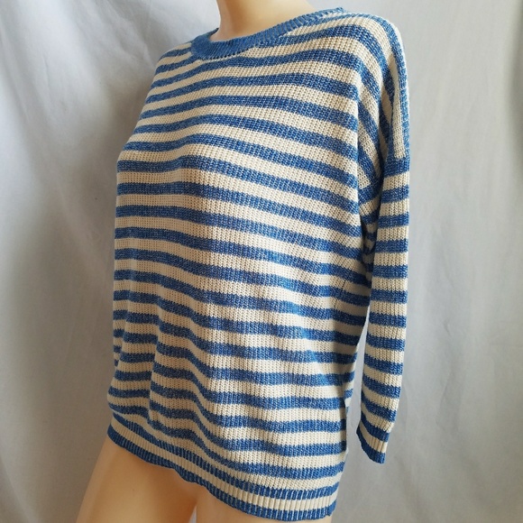 J. Crew Stripped Blue Lightweight Knit Sweater XXS - Picture 8 of 8